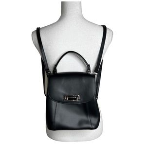 Cielo Celeste Italian Black Leather Convertible Handbag Backpack